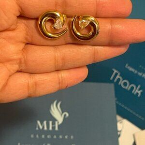 Luna Chunky Gold Earrings | 14K Gold Plated Zircon Waterproof Statement Hoops